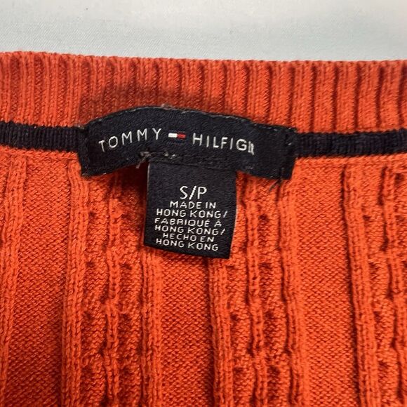 Tommy Hilfiger Orange Cable Knit Ribbed Long Sleeve Sweater Women's Size Small - Picture 2 of 5